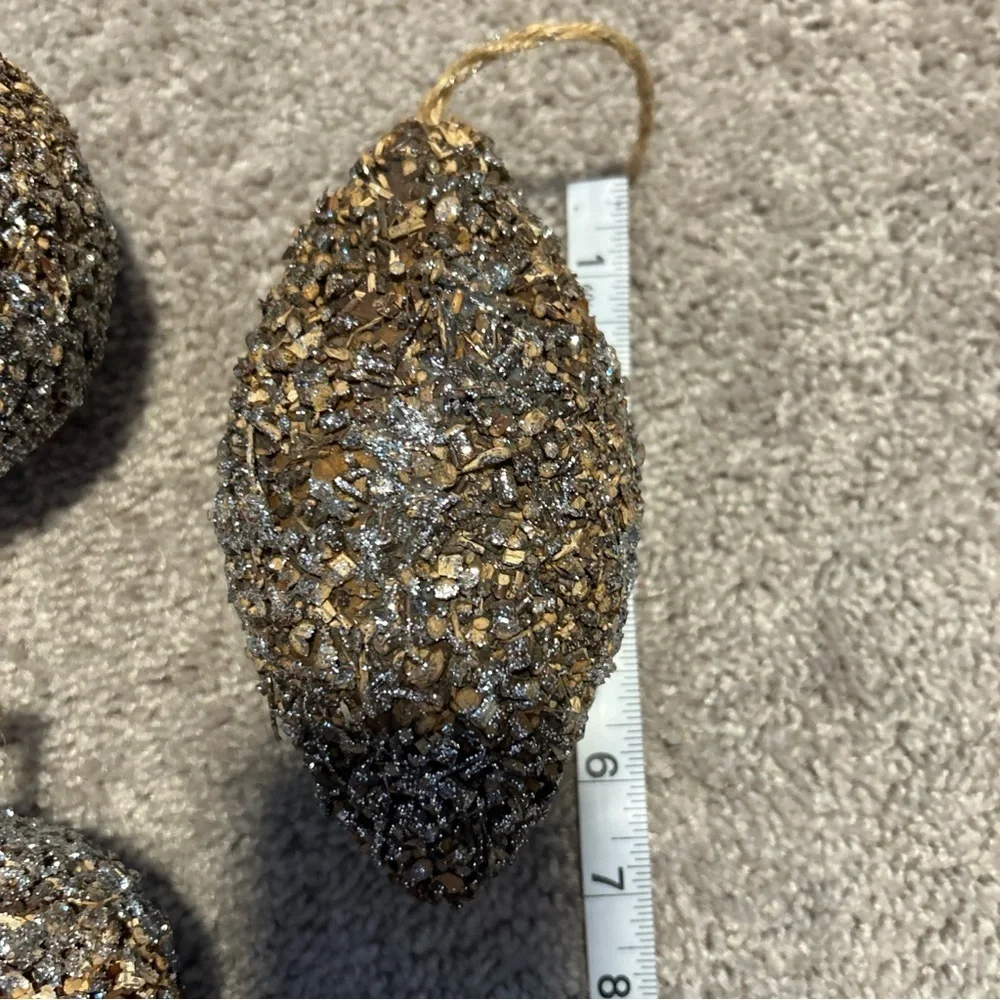 Napa Home & Garden Set Of 3 Large Wood Glitter Christmas Ornaments
